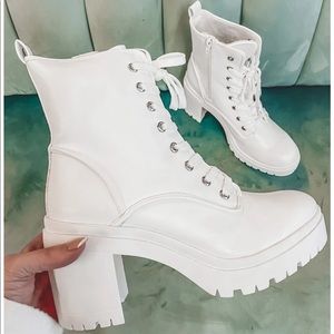 White Lace Up Boots
